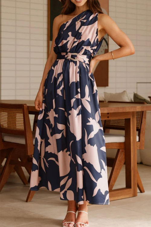 Nonnadress Slant Shoulder Belt Hem Dress