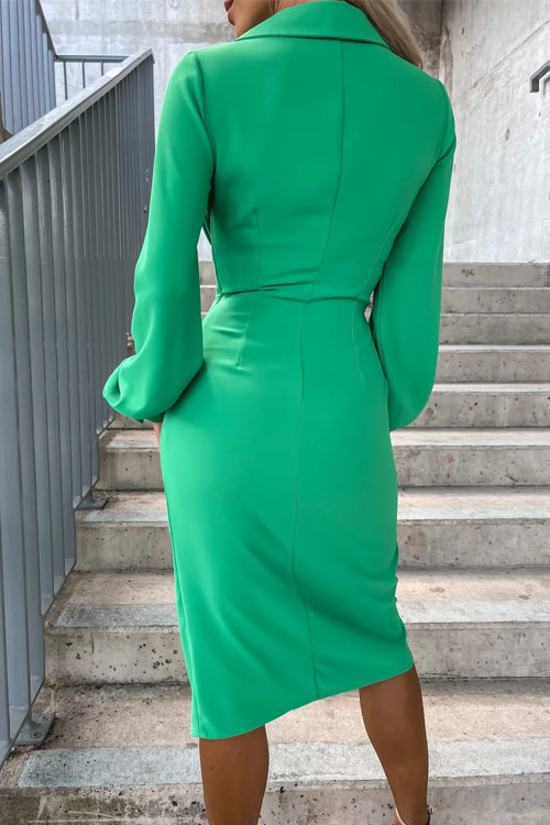 Nonnadress Solid Color V-Neck Slit Hem Maxi Dress