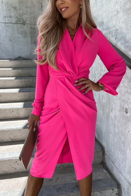 Nonnadress Solid Color V-Neck Slit Hem Maxi Dress