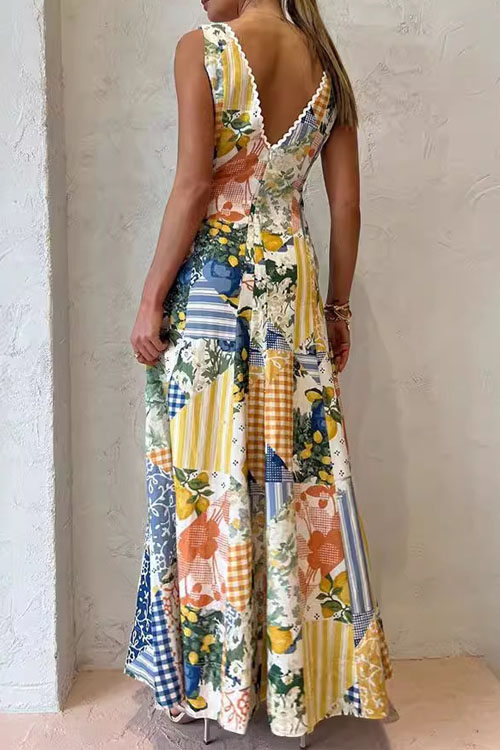 Nonnadress Casual Floral Printed V-Neck Swing Dress