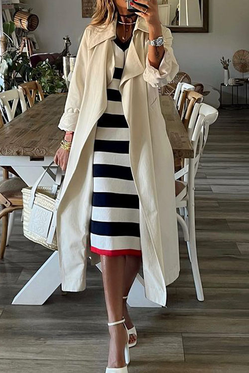 Nonnadress Striped Hem Split Casual Loose Dress