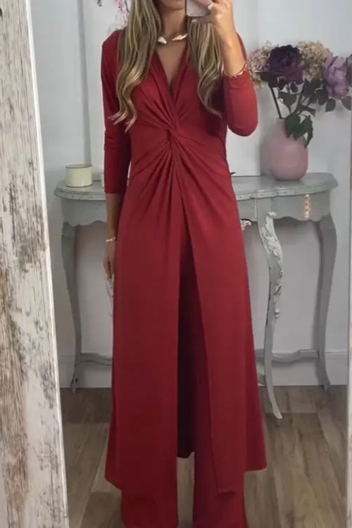 Nonnadress Casual Loose Twisted Long Pants Two-Piece Set