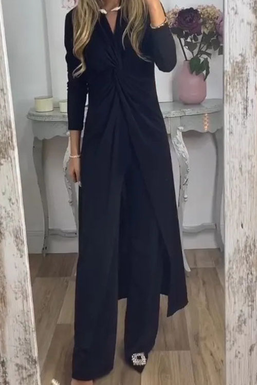 Nonnadress Casual Loose Twisted Long Pants Two-Piece Set