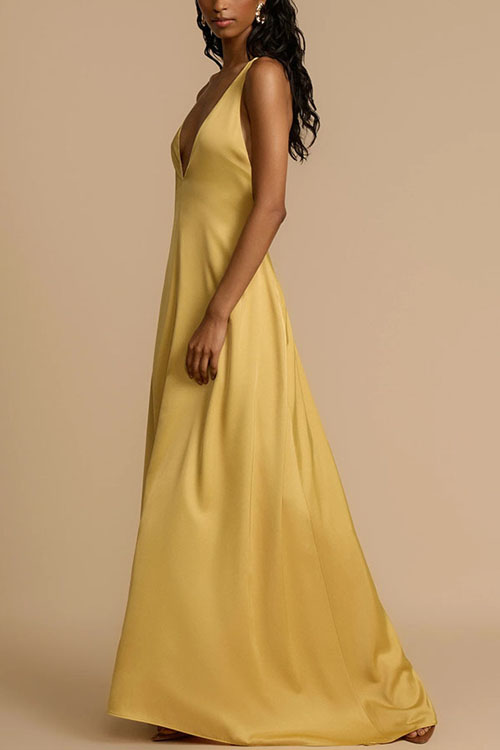 Nonnadress Backless V-neck satin long dress