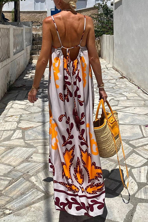 Nonnadress Spaghetti Strap Loose Vacation Printed Dress