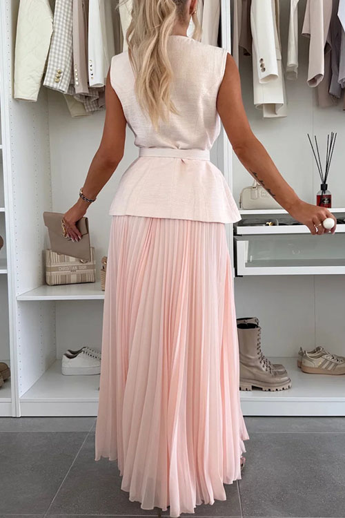 Nonnadress Sleeveless Chanel style vest mesh pleated skirt two-piece suit