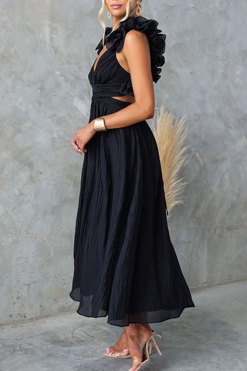 Nonnadress Sleeveless Solid Color Tie-Waist Pleated Skirt Dress