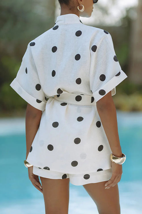Nonnadress Polka dot linen print shorts set