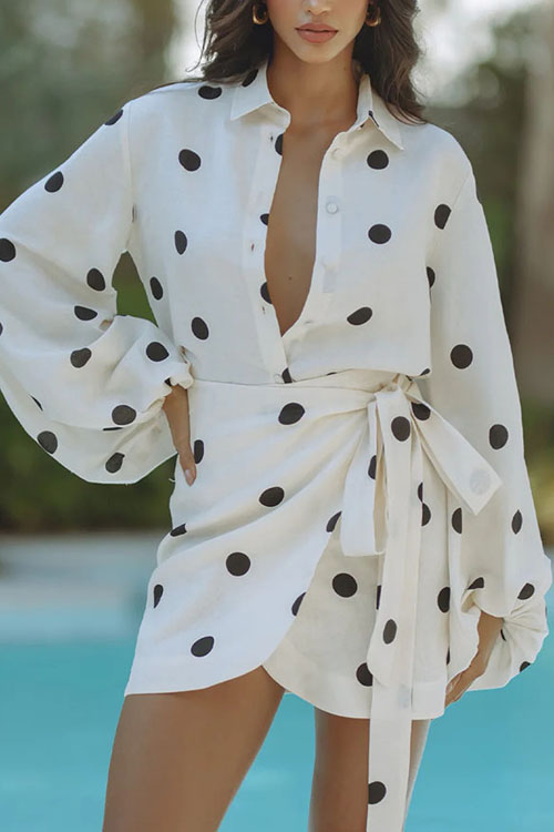 Nonnadress Printed Polka Dot Casual Loose Shorts Two-Piece Set