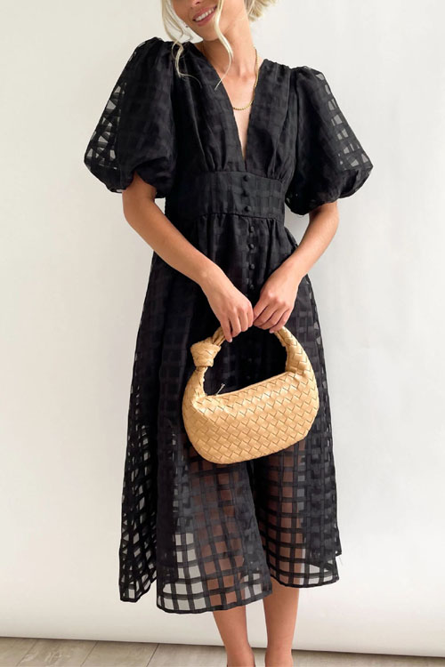 Fashion Multicolor Lantern Sleeve Party Dress