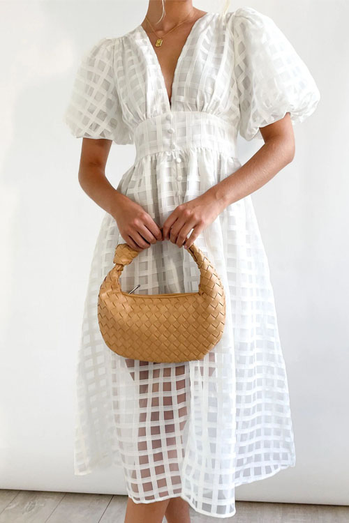 Fashion Multicolor Lantern Sleeve Party Dress