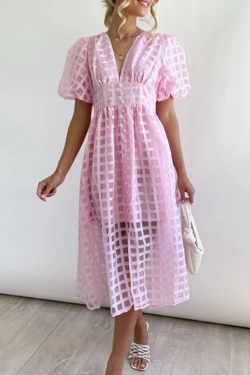 Fashion Multicolor Lantern Sleeve Party Dress