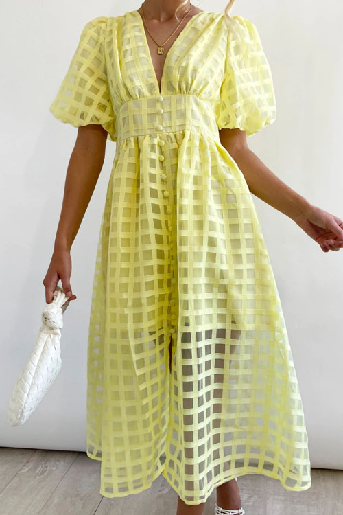 Fashion Multicolor Lantern Sleeve Party Dress