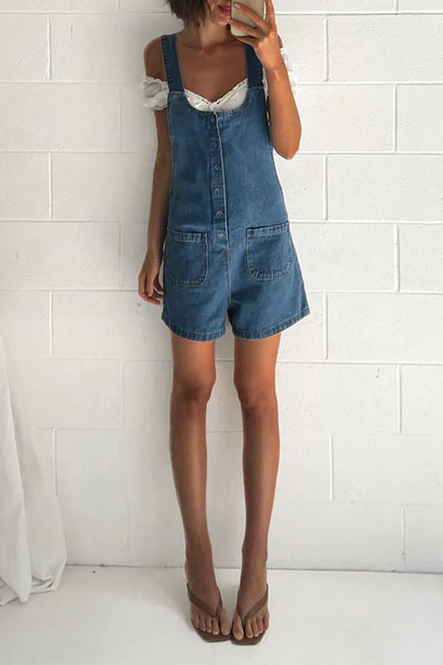 Nonnadress  slim straight one-piece denim Overalls rompers