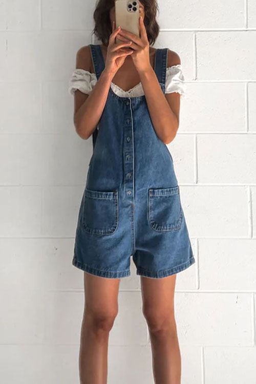 Nonnadress  slim straight one-piece denim Overalls rompers