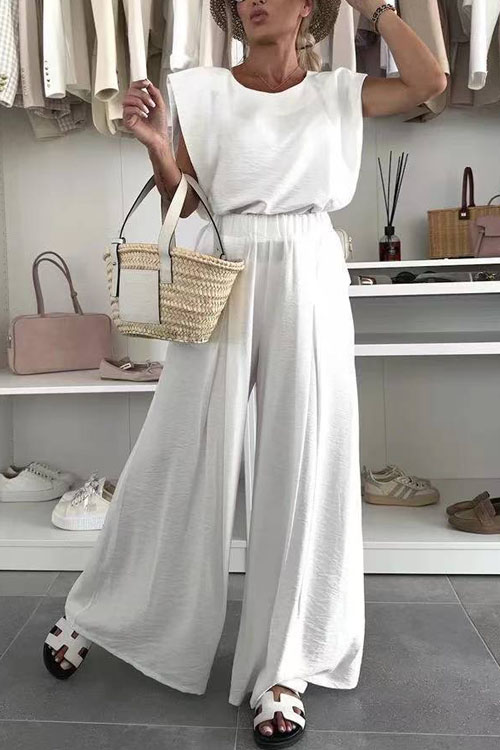 Nonnadress Casual fashion solid color high waist loose suit