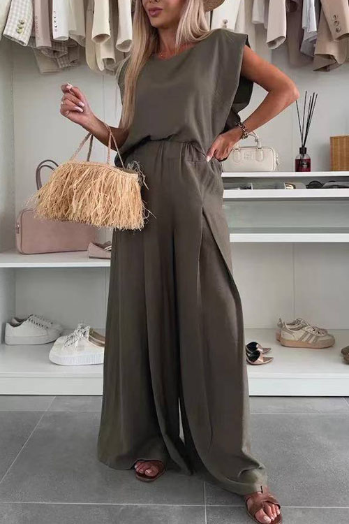 Nonnadress Casual fashion solid color high waist loose suit