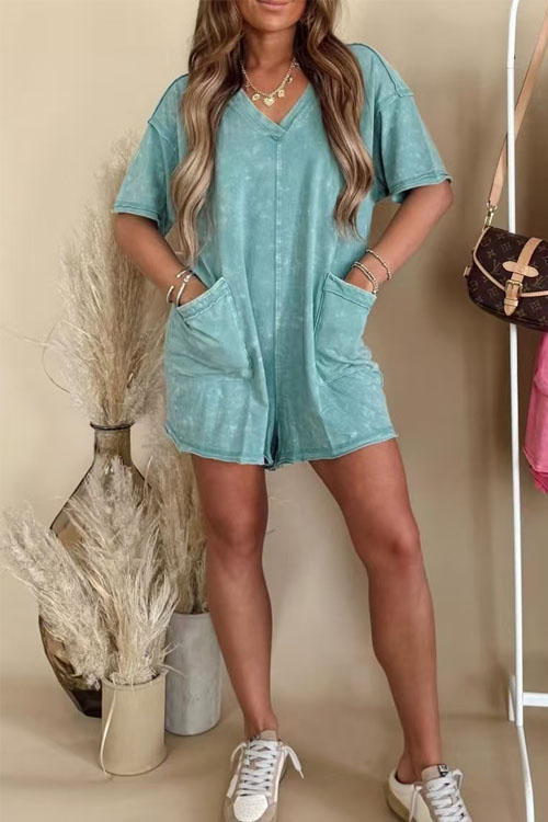 Nonnadress Large size v-neck casual distressed knitted jumpsuit