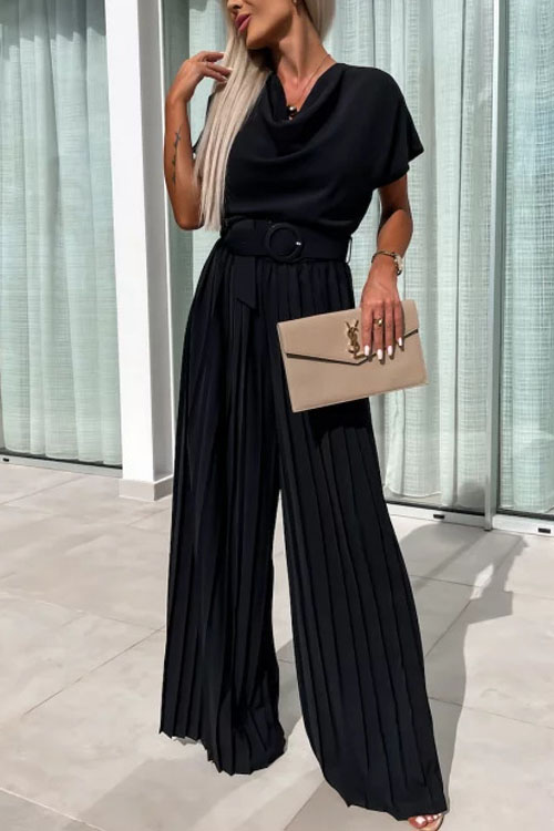 Nonnadress Casual wide-leg pleated jumpsuit