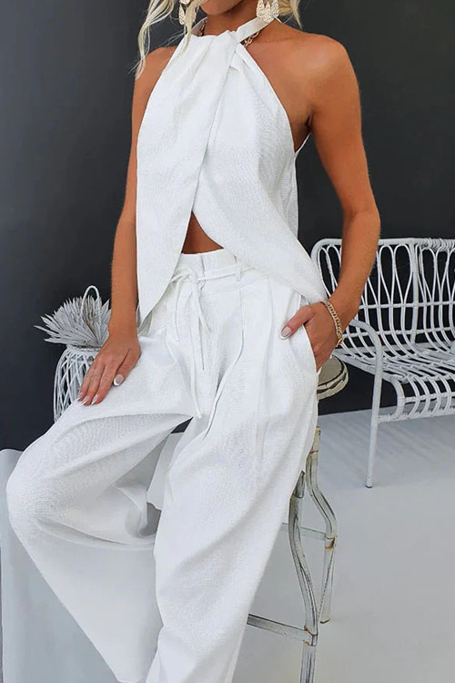 Nonnadress Halter vest top and wide-leg pants 2 sets