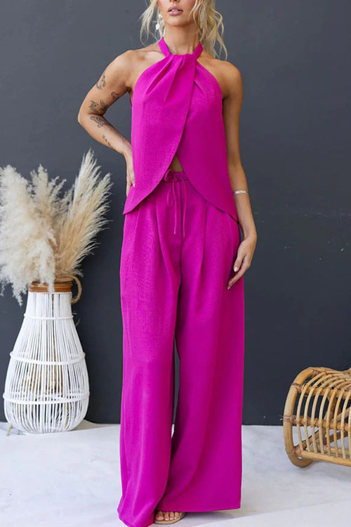 Nonnadress Halter vest top and wide-leg pants 2 sets