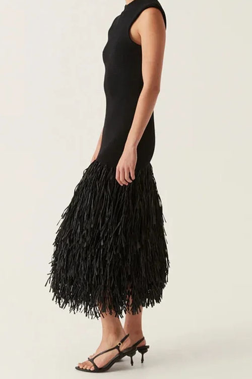 Nonnadress  Raffia panelled knitted midi DRESS