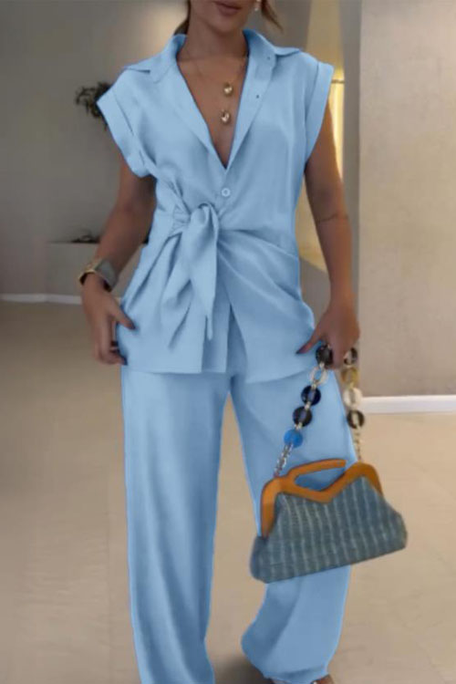 Nonnadress Knotted casual shirt set