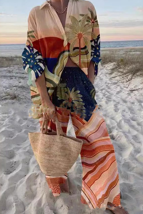 Nonnadress Digital Printed Long Sleeve Shirt & Pants Set