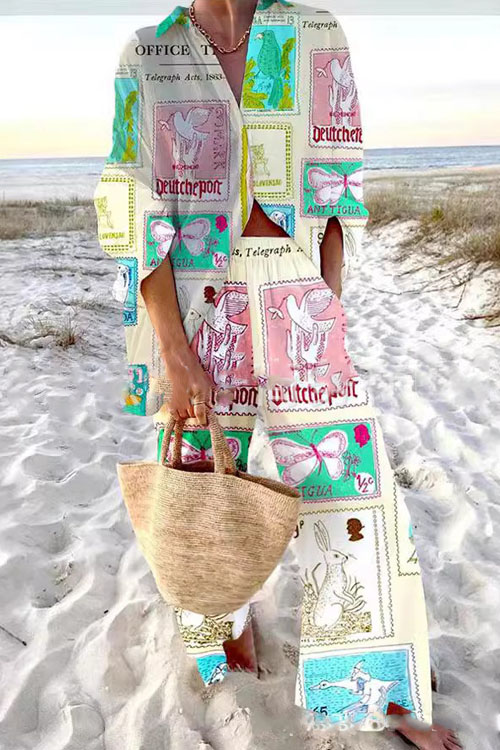 Nonnadress Digital Printed Long Sleeve Shirt & Pants Set