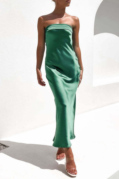 Nonnadress Strapless Smocked Satin Dress