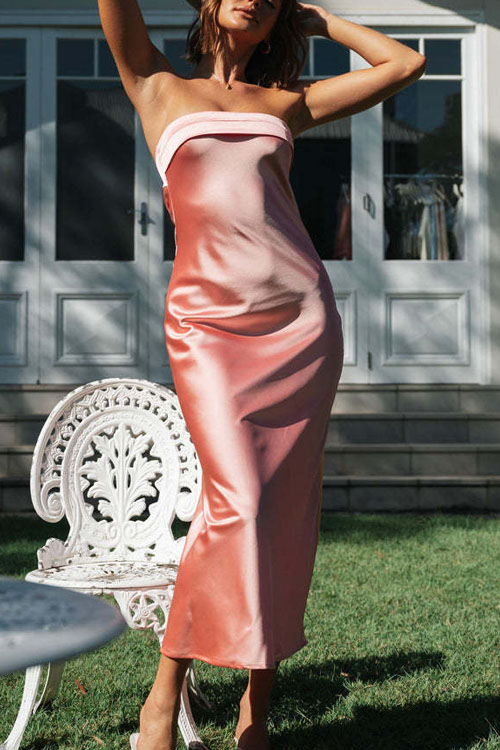 Nonnadress Strapless Smocked Satin Dress