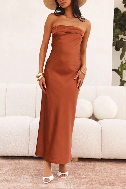 Nonnadress Strapless Smocked Satin Dress