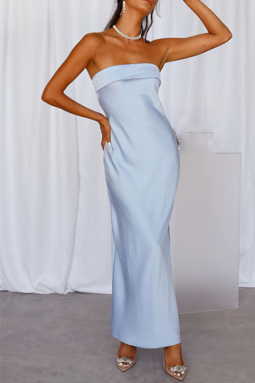 Nonnadress Strapless Smocked Satin Dress