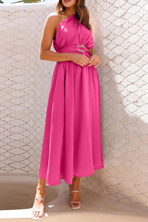 Nonnadress Fitted one-shoulder metallic strappy gown dress