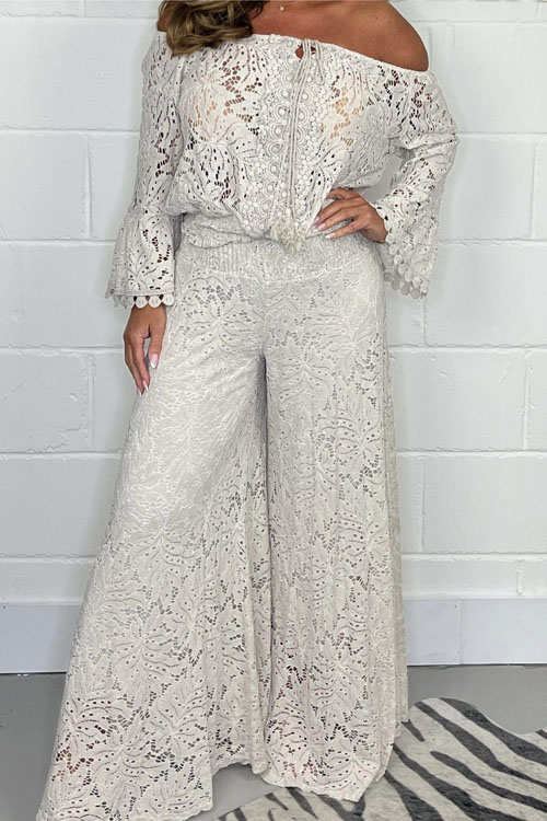 Nonnadress Lace Top and Pants Fashion Set