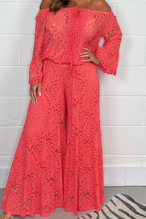 Nonnadress Lace Top and Pants Fashion Set