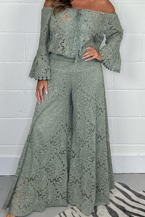 Nonnadress Lace Top and Pants Fashion Set