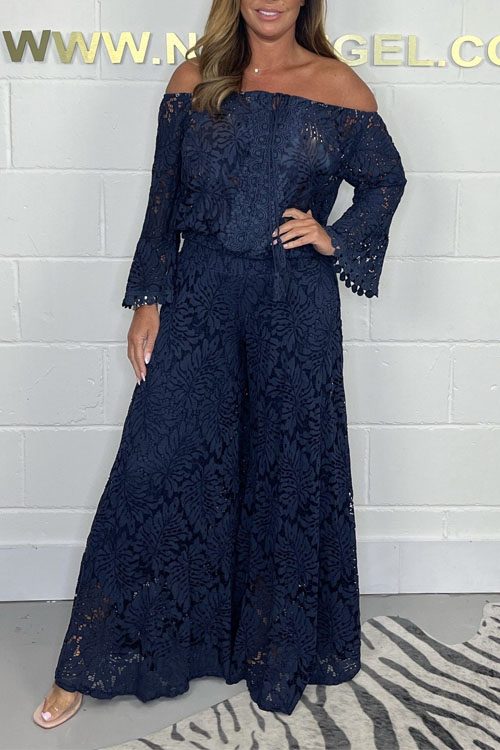 Nonnadress Lace Top and Pants Fashion Set