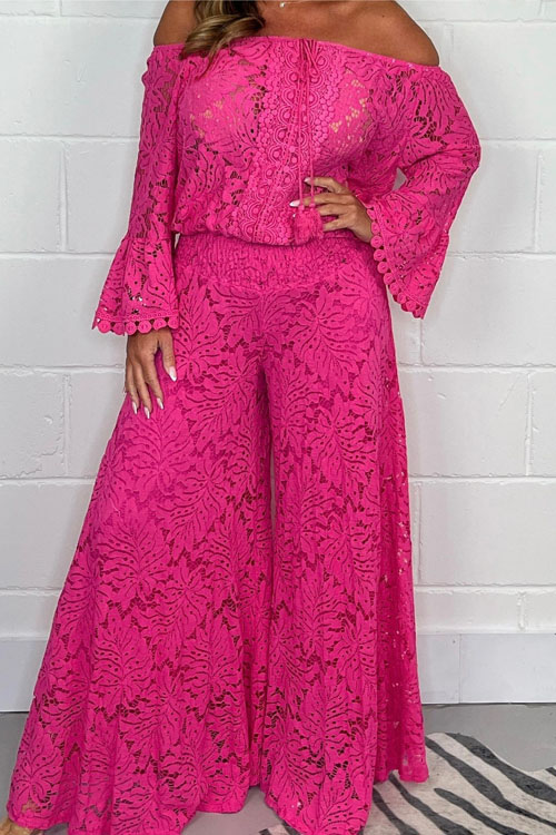 Nonnadress Lace Top and Pants Fashion Set