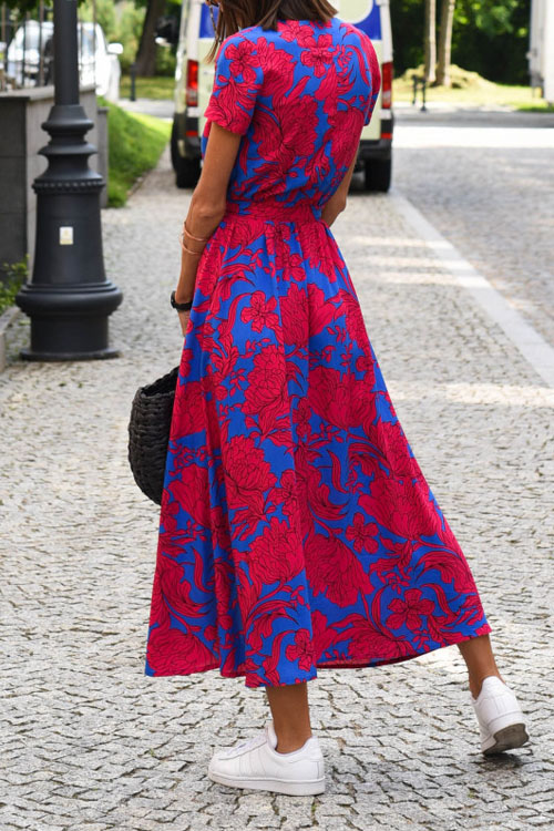 Nonnadress New V-neck printed lace-up dress