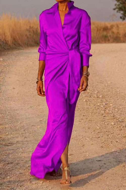 Kathiadress Lace up high waisted lapel dress