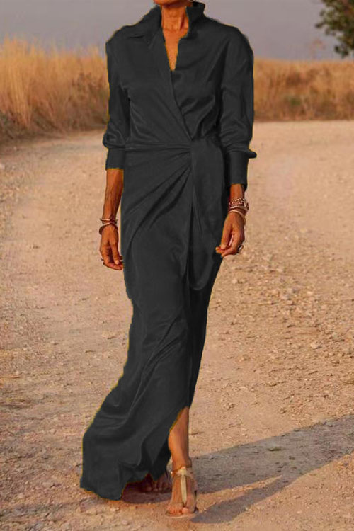 Kathiadress Lace up high waisted lapel dress