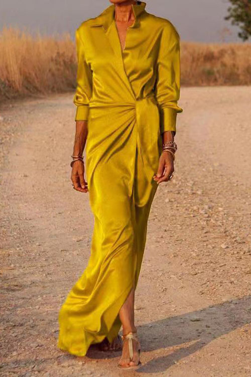 Kathiadress Lace up high waisted lapel dress