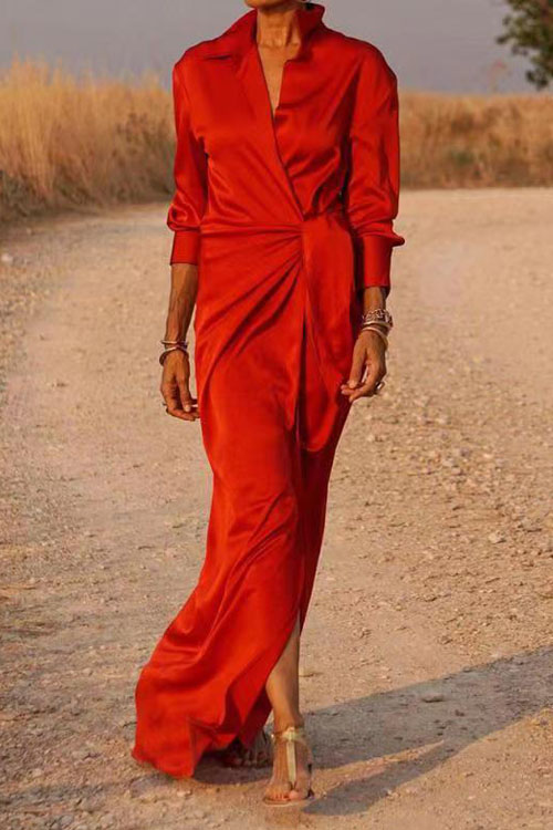 Kathiadress Lace up high waisted lapel dress