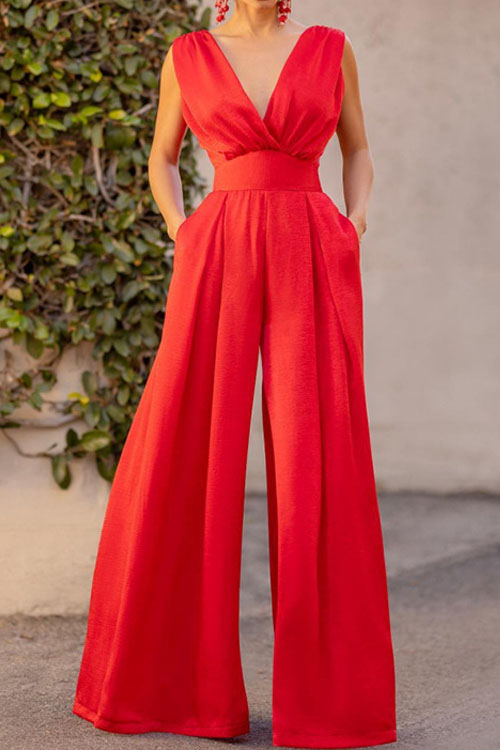 Nonnadress High waist slimming straight wide leg jumpsuit
