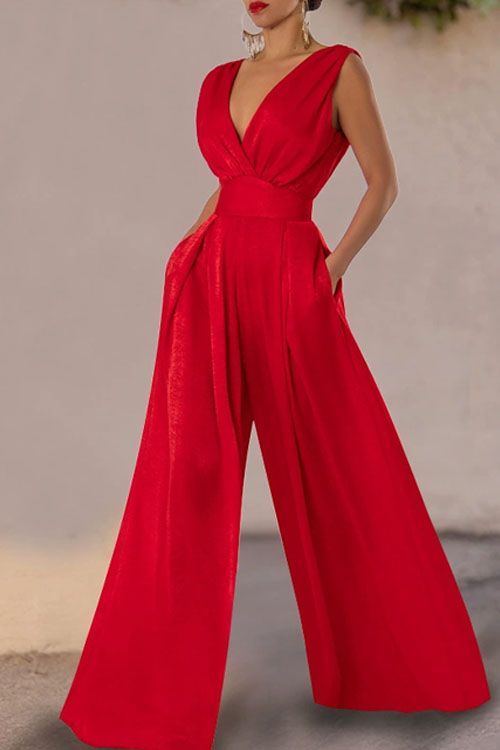 Nonnadress High waist slimming straight wide leg jumpsuit