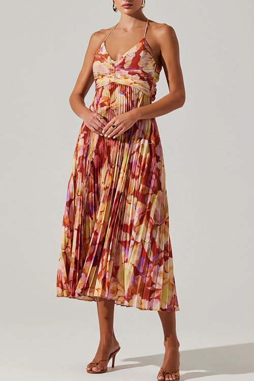 Nonnadress  Printed Beach Pleated Fashion Dress