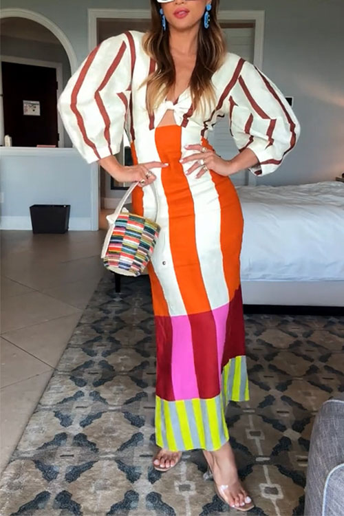 Nonnadress  Vacation printed linen dress