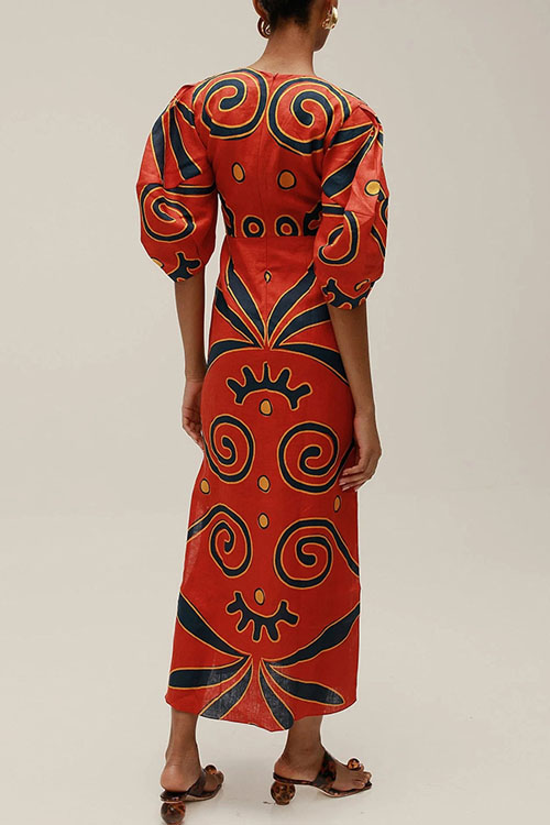 Nonnadress  Vacation printed linen dress