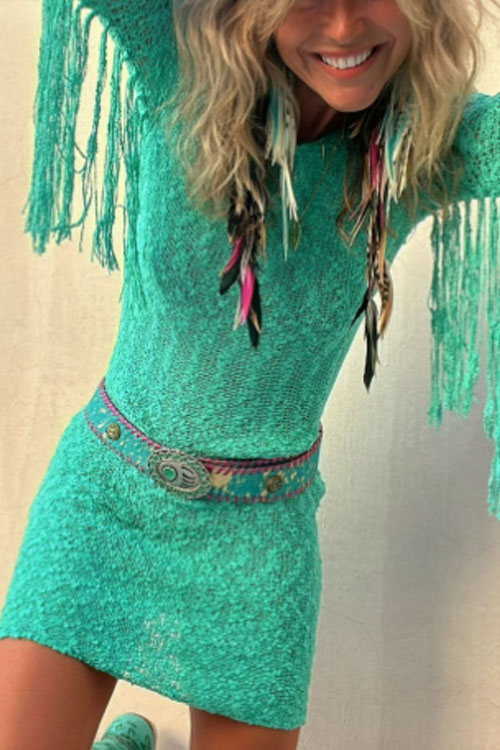 Nonnadress Crew Neck Solid Color Slim Fit Dress